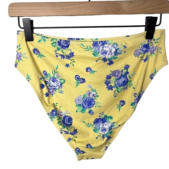 WeWoreWhat High Rise Bikini Bottom Yellow Floral Size Medium Full Coverage - Picture 3 of 7